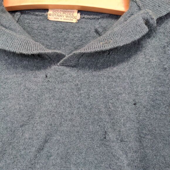 Fully Fashioned Women's Sweater Green 40 Collared Botany Wool Made in Scotland - Picture 4 of 14